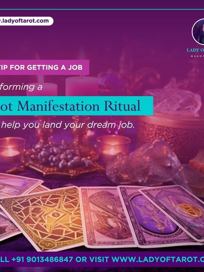 This image illustrates how a focused Tarot Manifestation Ritual can be a powerful tool for landing your dream job. By setting clear intentions with the cards, you can align your actions and energy with your career goals.