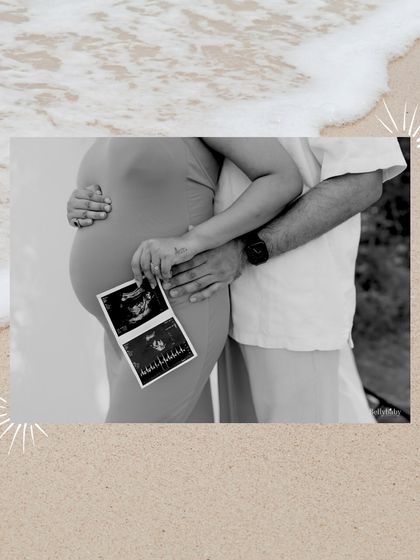 The first hello. This close-up shot of the ultrasound photo held against the baby bump is one of the most emotional and meaningful pictures we can take.