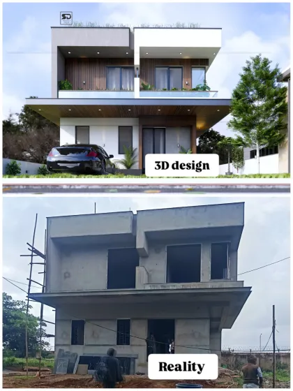 This is what I do best: bridging the gap between the 3D design and the final built reality. This comparison for a 37'x67' home shows how my photorealistic renders provide an accurate blueprint for construction, ensuring no surprises.