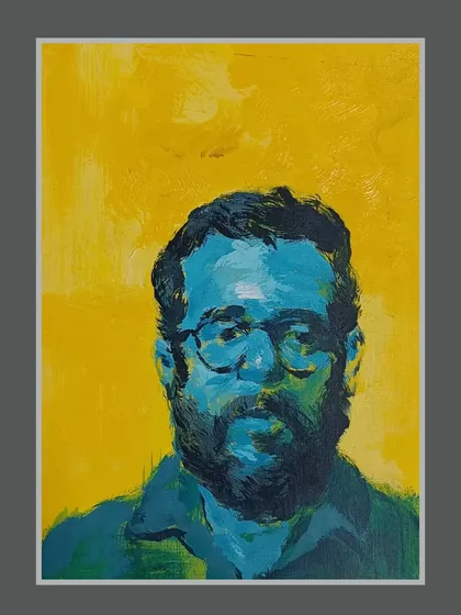 Another piece from the "Portraits of Sentiment" series, using a blue and yellow complementary colour scheme.