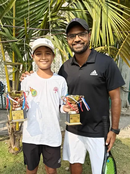 A proud coach with his trainee. I am with Aarav after he secured both the singles and doubles runner-up spots at the U-12 Nationals.