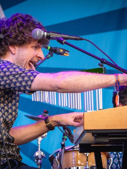 Michael League, my producer and friend, having a blast on keys at the GroundUP Music Festival. His energy and musical genius are always inspiring.