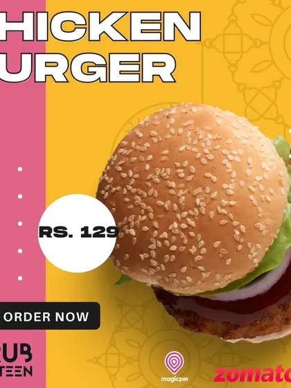 In addition to Indian snacks, I also offer options like this classic Chicken Burger. It features a seasoned chicken patty with fresh lettuce and onion in a soft sesame bun, perfect for a quick and satisfying bite.