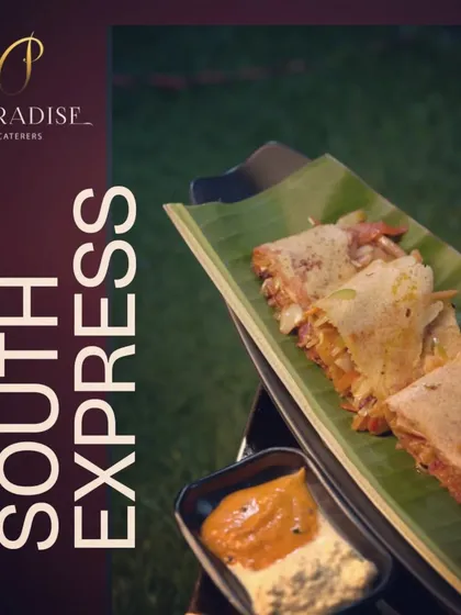 All aboard the South Express. Our live dosa station serves up crispy, golden-brown dosas with a variety of fillings, served on a traditional banana leaf.