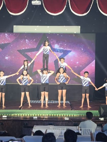 A classic star pyramid formation performed during our 2024 annual showcase. This move is a testament to the students' hard work and coordination.