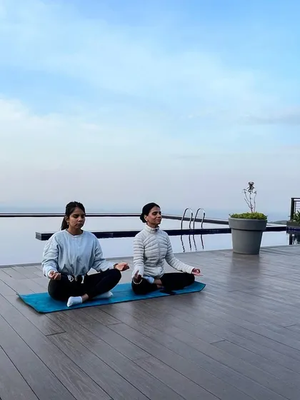 Finding peace within during our Dharamshala yoga retreat. We guide our students to connect with themselves and the world around them.