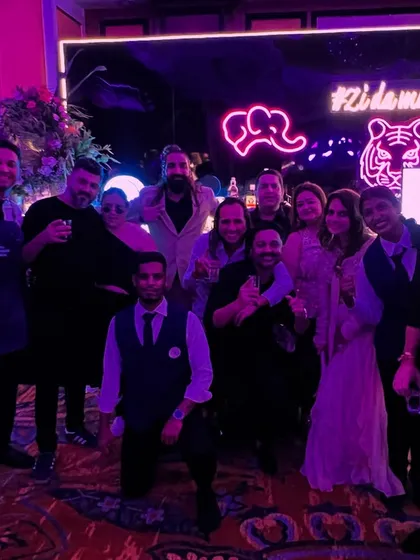 The team celebrating a successful sangeet party with the event hosts. We pride ourselves on building great relationships with our clients.