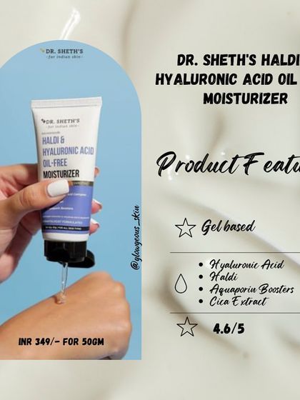Dr. Sheth's Haldi & Hyaluronic Acid Oil-Free Moisturizer is a great option for Indian skin. It combines the anti-inflammatory benefits of turmeric with the hydrating power of hyaluronic acid in a non-greasy formula.