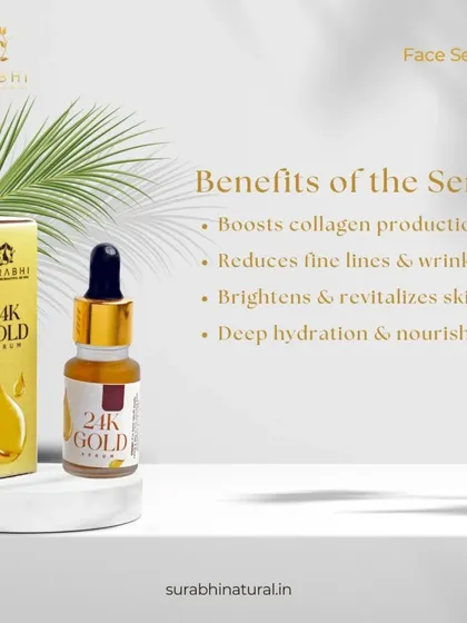 The benefits of our 24K Gold Serum are extensive. It boosts collagen production, reduces fine lines and wrinkles, brightens skin, and provides deep hydration and nourishment.