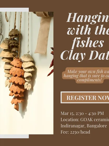 Our 'Hangin' with the Fishes' clay date lets you create a unique, ocean-inspired wall hanging. These fish-themed baubles are a charming way to bring a bit of coastal flair to your space.