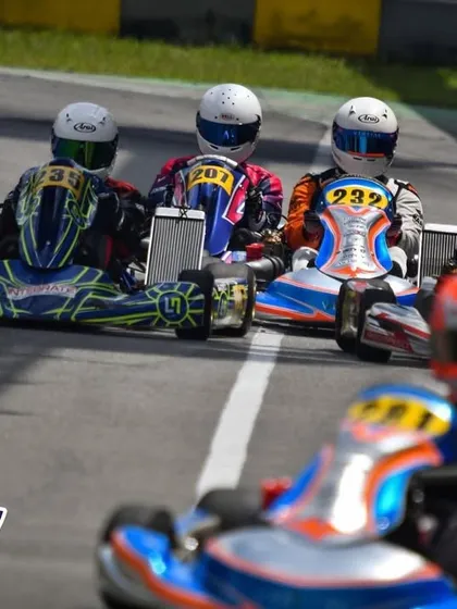 The grid at the ROK Cup Singapore, showing the international field of drivers.
