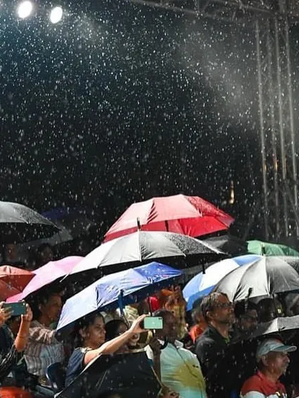 The dedicated audience at the Bengaluru Ganesh Utsava, holding up umbrellas in the rain to be with us. Their love for music is truly inspiring.