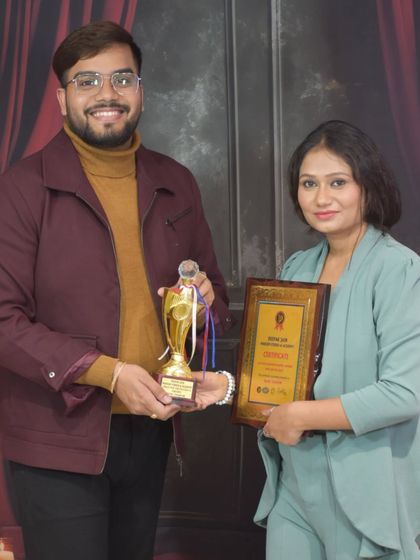 Celebrating the success of a talented student from my makeup master course. She holds her certificate and trophy, ready to take on clients with her new skills.