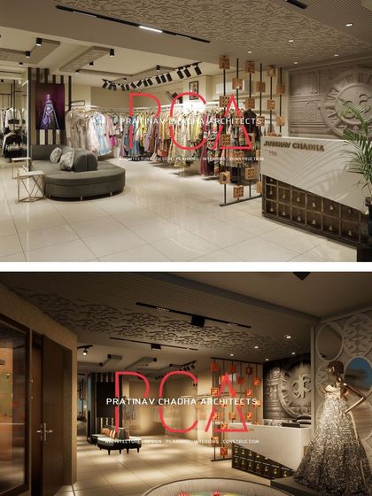 Another render-to-reality comparison, showcasing the overall store layout, lighting plan, and atmospheric design from concept to completion.