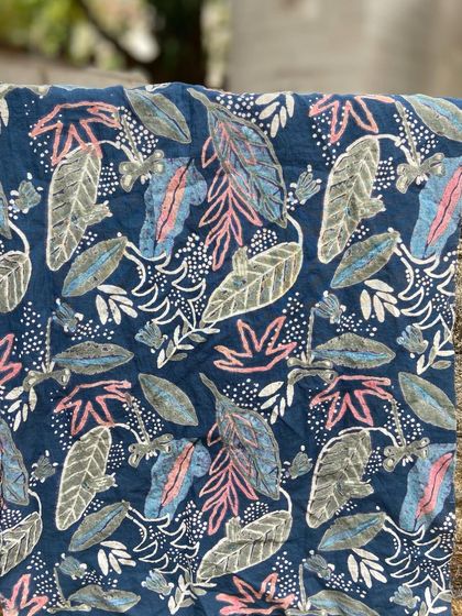 This intricate 7-part block print was created using a discharge printing technique with natural plant resins on organic cotton. The result is a beautiful, magical garden scene with a soft feel and vibrant detail.