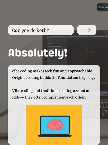 Can you do both? Absolutely. Vibe coding makes tech approachable, while original coding provides the foundational strength to build large, complex projects. The two complement each other perfectly.