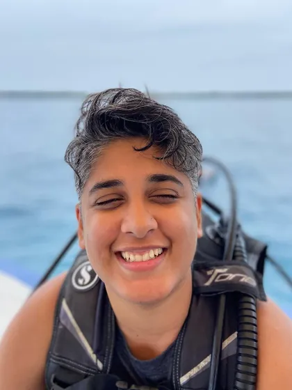 The pure joy on a diver's face after a great dive in Lakshadweep. This is what our community is all about.