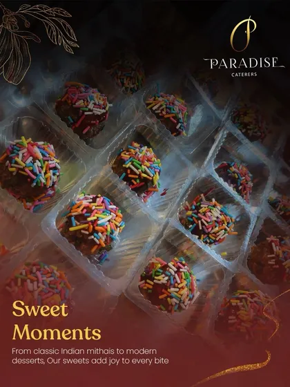 Sweet moments for every taste. This tray of colorful, sprinkle-covered chocolate balls is perfect for adding a touch of fun and nostalgia to your dessert spread.