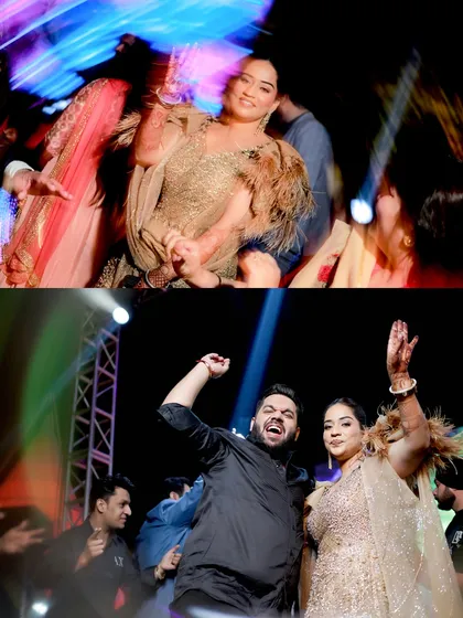 Candid shots of the couple letting loose and having fun on the dance floor with their guests.