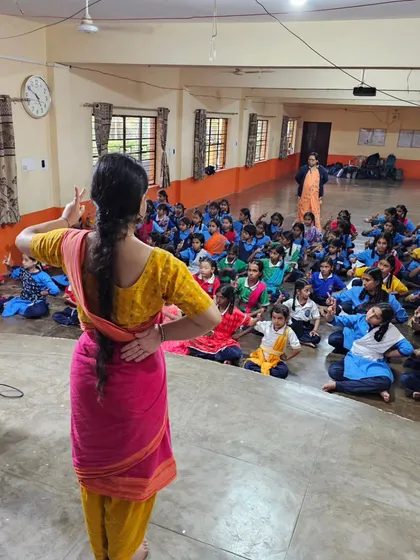 Teaching is about sharing the joy of art with the next generation. Here I am, conducting a Bharatanatyam workshop for school children. It is a humbling experience to introduce young minds to the beauty of our classical traditions.