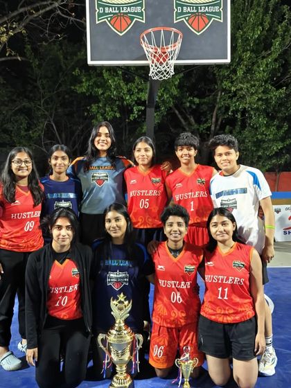 The victorious 'Hustler' team from the D Ball League. A fantastic group of players who earned their championship.