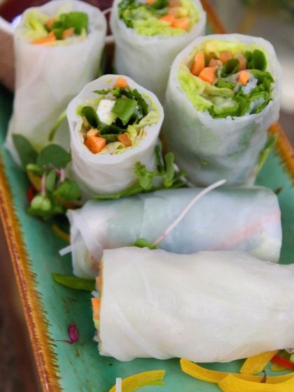 Our summer rolls feature the best of fresh, seasonal produce. Enjoy the delicious combination of crisp vegetables and herbs wrapped in delicate rice paper, served with a tangy umami dip.