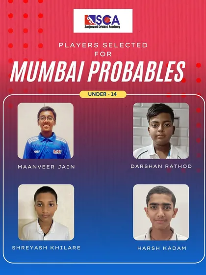 We are proud to see four of our junior players making it to the U-14 Mumbai Probables list for 2024, a great sign for the future.