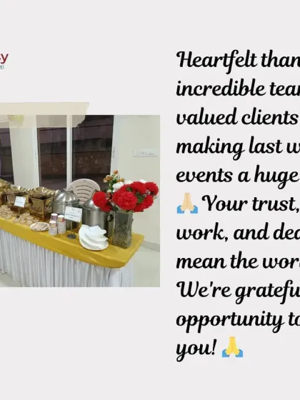 A heartfelt thank you to our incredible team and valued clients for making last week's 20 events a huge success. Your trust and our team's hard work are what drive us.