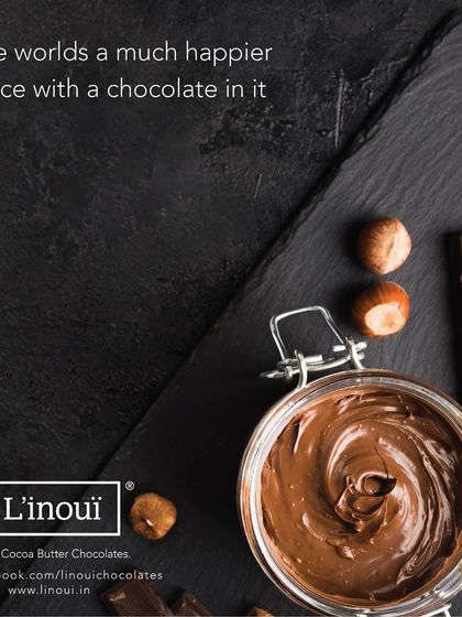 The world is a much happier place with a chocolate in it. This image of our chocolate spread, made with pure ingredients, is a reminder of the simple, joyful moments our confections can bring.