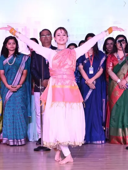 From being a student on stage to a teacher performing, the journey has been a blessing. This is a final pose from a performance, embracing the audience and the art form.