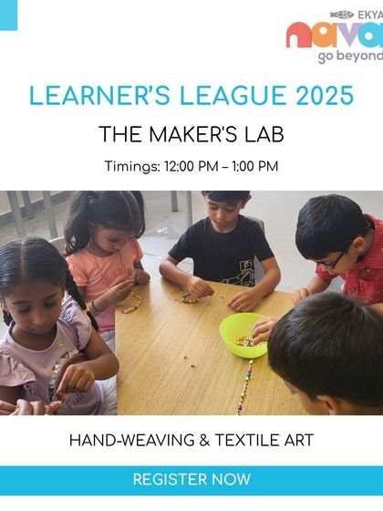 Students are deeply focused on hand-weaving and textile art in The Maker's Lab. This activity from our Learner's League teaches patience, precision, and an appreciation for traditional crafting techniques.