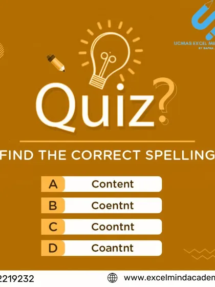 Quiz Time! Can you find the correct spelling? This simple quiz is a fun way to test and improve English vocabulary and spelling skills.