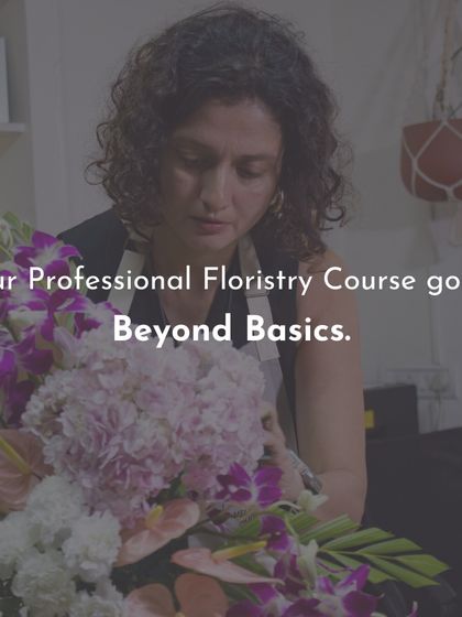 My Professional Floristry Course goes beyond the basics. This student is working on a large, complex arrangement, learning the intricate techniques required for luxury floral design.