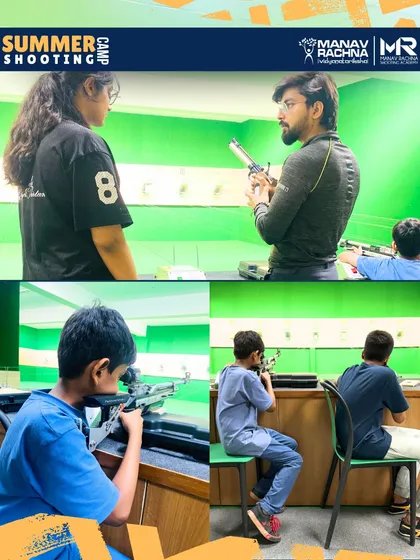 Our Summer Shooting Camp is where future champions get their start. This collage captures the essence of the camp, showing our expert coaches providing personalized instruction to young shooters as they learn the fundamentals of air rifle and pistol shooting in a safe and engaging environment.