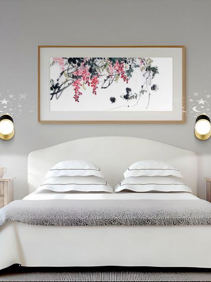 Using two of these projecting wall lights on either side of a bed creates a beautiful and symmetrical display of light, adding a touch of magic to the bedroom.