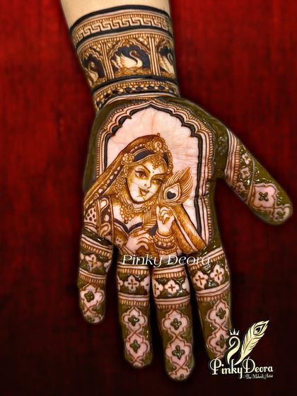 A beautiful portrait of Radha with a peacock feather, created for Karwa Chauth. The delicate expression and intricate jewelry are details we focus on perfecting in the figure drawing workshop.