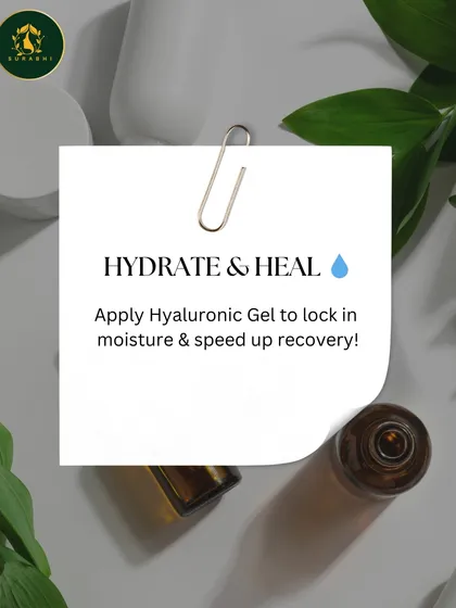 After cooling the skin, it's important to hydrate and heal. Apply our Hydra Glow Hyaluronic Gel to lock in moisture and speed up your skin's recovery process.