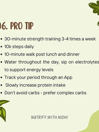 Here are my pro tips for losing your first 5kg with PCOS. Focus on 30 minutes of strength training, 10k steps daily, a post-meal walk, and tracking your cycle. Small, consistent habits lead to big results.