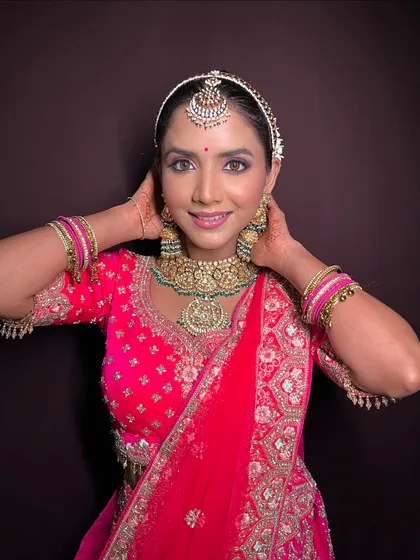 A playful and happy shot, showing the makeup in motion.