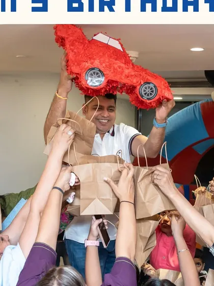 Time to smash the racecar piñata. This classic party game is always a hit, and we made sure the piñata perfectly matched the high-speed theme.