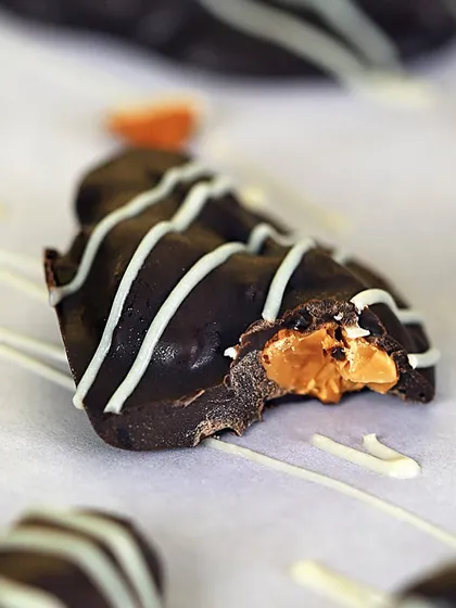 A closer look at the crunchy almond center of my Rock Almond Chocolates. They are perfect for Diwali return favours.