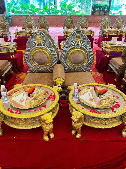 Experience the opulence of a Royal Rajasthani thali. I bring this authentic, regal dining experience to your event, complete with ornate low tables and personalized service for each guest.