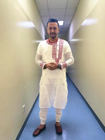The full view of a traditional Kurta or 'Panjabi'. This attire is more than just clothing; it is a connection to culture and history.