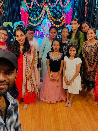 It's more than just a class, it's a community. Here I am with my students celebrating Ganesh Chaturthi at the studio, because we love to share good vibes together.
