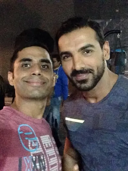 A selfie on set with John Abraham during a shoot. Always a professional and always focused.
