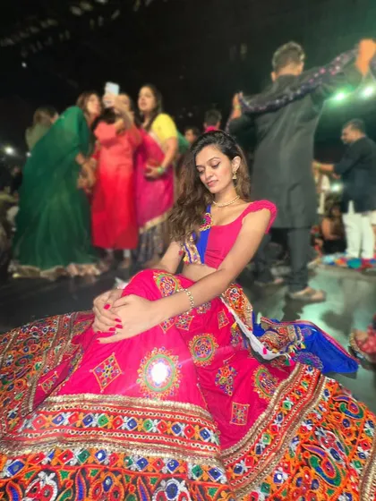 Soaking in the festive atmosphere during a Garba night. My Navratri workout series is inspired by these energetic nights filled with traditional Gujarati folk dance.
