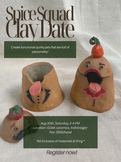 Create functional and quirky jars for your spices in our 'Spice Squad' clay date. You can give them fun faces and personalities, making them a delightful addition to your kitchen counter.