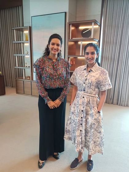 Pictured here with Ms. Radhika Merchant after our discussion. It was a productive meeting focused on the practical application of dermatological products and the future of evidence-based healthcare.