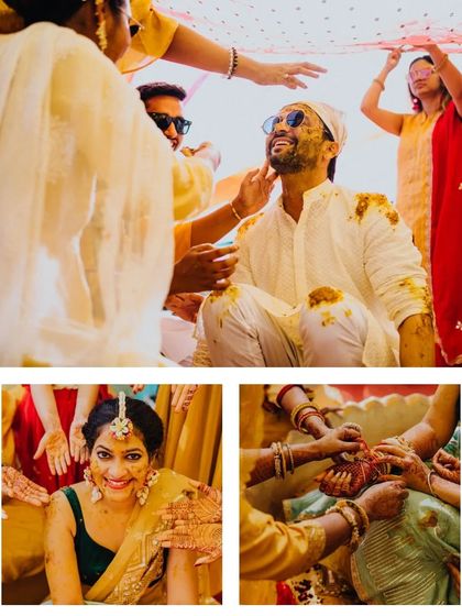 Glimpses from Jyotsna and Prateek's vibrant Haldi ceremony, filled with color, tradition, and lots of laughter.