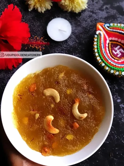 No South Indian meal is complete without a traditional sweet. Our Kesari Bath is a rich and aromatic dessert made from semolina, ghee, saffron, and cashews, providing a perfect, sweet conclusion to your catered meal.